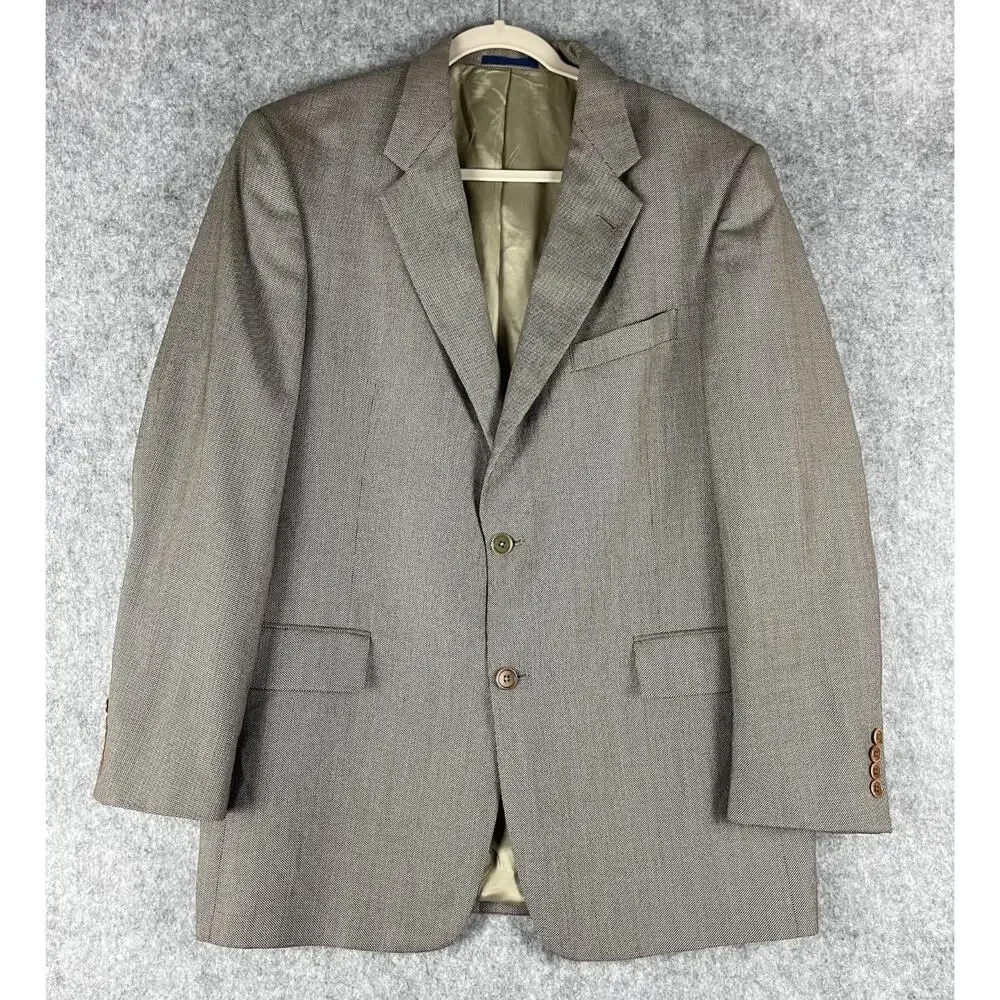 Daniel Cremieux Loro Piana Wool Blazer Sport Coat Mens 42R Brown Geometric USA‎